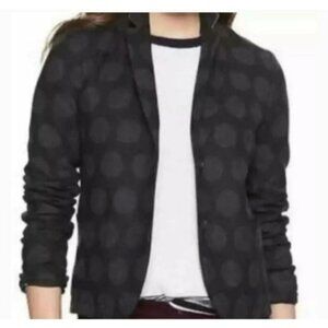 NWOT GAP BLACK & GRAY POLKA DOT WOOL BLEND ACADEMY BLAZER SIZE 10